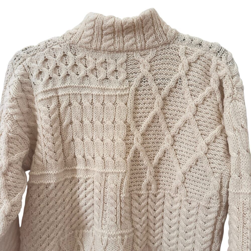 Carriag Donn Made in Ireland 100% Merino Wool Zip Up Cardigan Sweater White Sz M - Picture 6 of 8